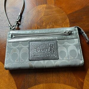 Coach Metallic Silver Wristlet